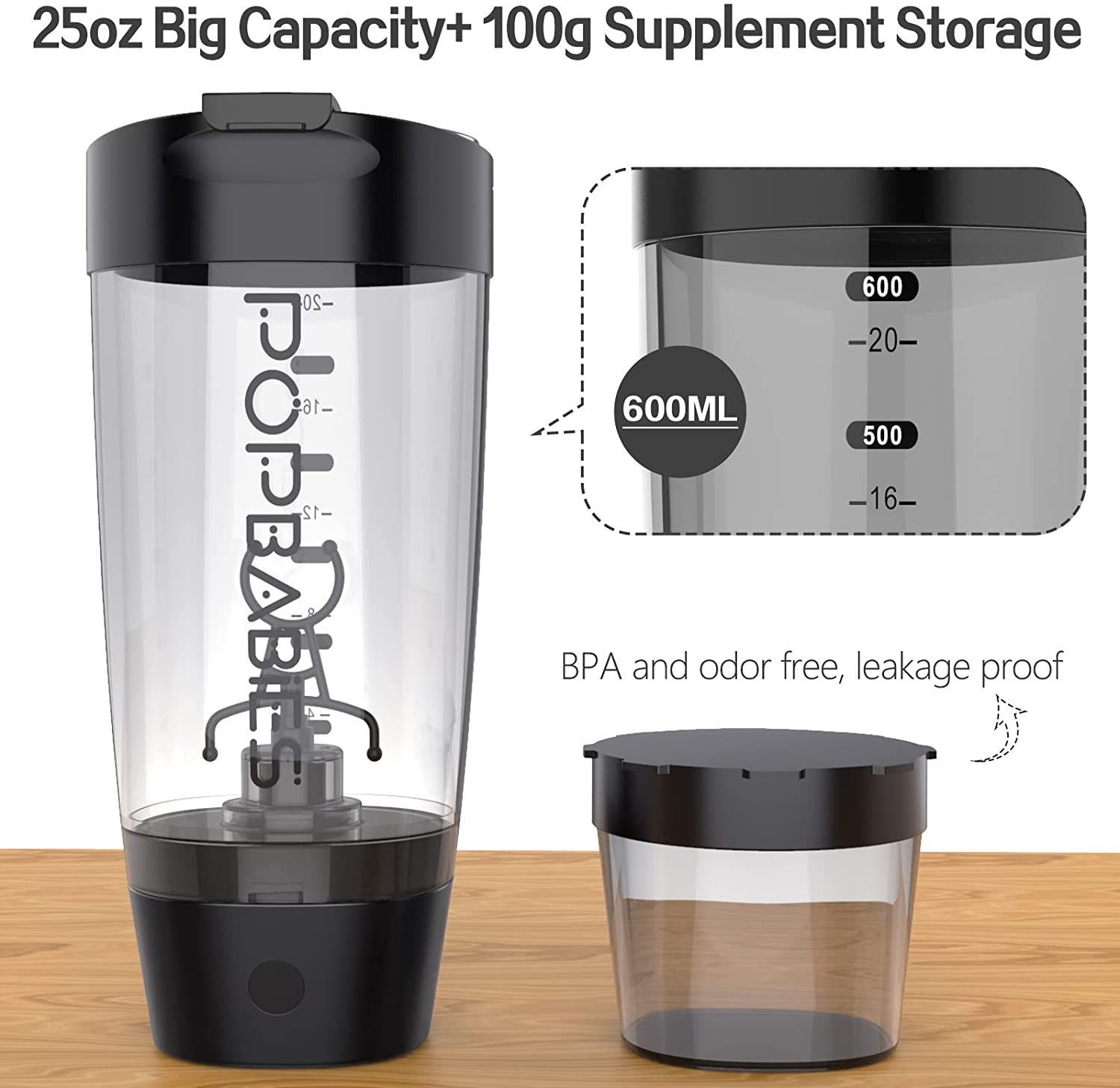 Shaker Bottle with Storage Cup